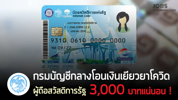 กรมบัญชีกลางโอนเงินเยียวยาโควิด ผู้ถือบัตรสวัสดิการรัฐ 3,000 บาทแน่นอน!